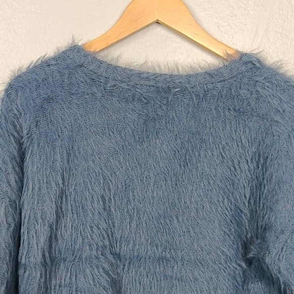 NWT Catherine Maladrino Blue Long Sleeve Crew Neck Sweater Size Medium - Picture 7 of 8